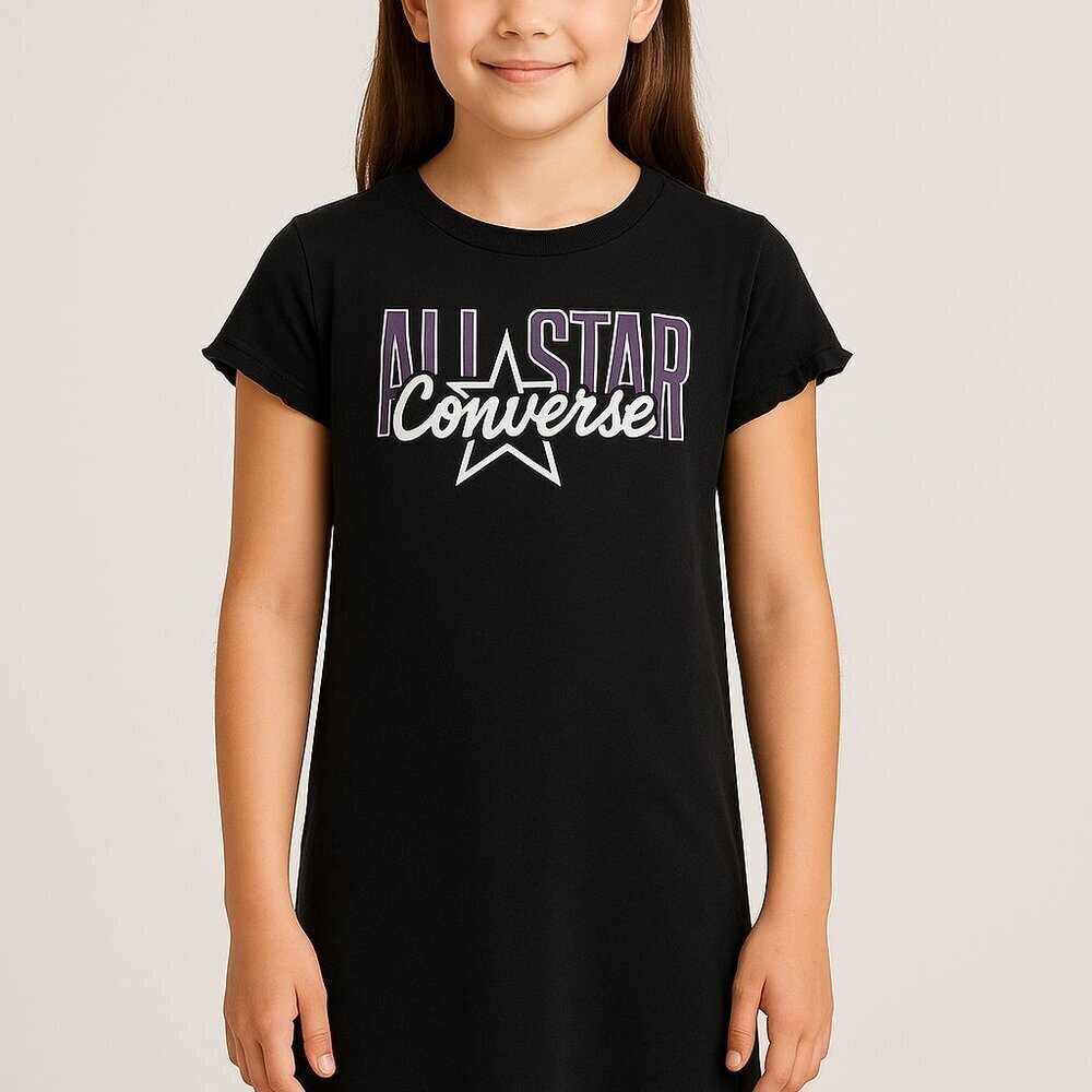 Converse “All Star” Logo T-Shirt Dress – Girls L (12–13 yrs) – Black – NWT